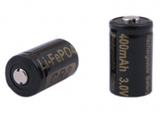 Soshine CR2 Li-FePO4 Rechargeable 3.0V 400mAh Battery 2-Pack